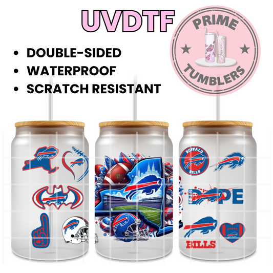 BUFFALO Bills 16oz UVDTF cup wrap, ready to apply STICKERS Football sport