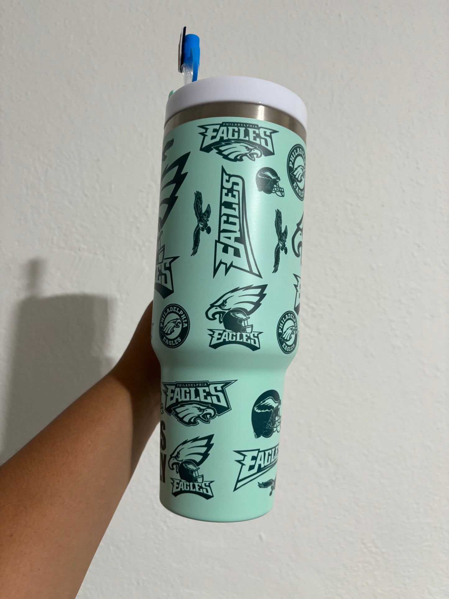 EAGLES Philadelphia Football team 40oz Stainless Steel Tumbler | Stanley Dupe Teal Blue NFL