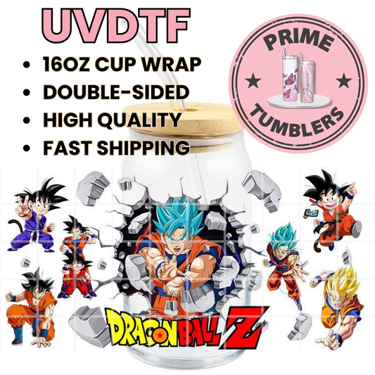 Dragon Ball Z stones Ready-to-press UVDTF Transfers, Cup wrap decals, Tumbler prints, 16oz Libbey Glass UV STICKERS Goku and son Gohan Super Saiyan and Super Saiyan Blue