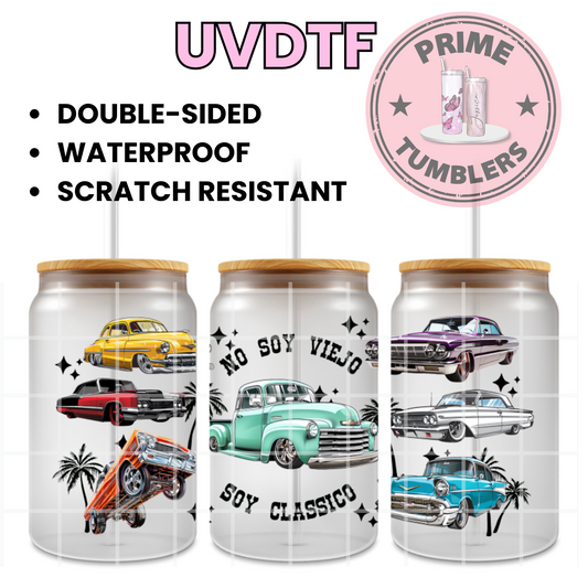 No soy VIEJO soy CLASICO 16oz UVDTF cup wrap, ready to apply STICKERS