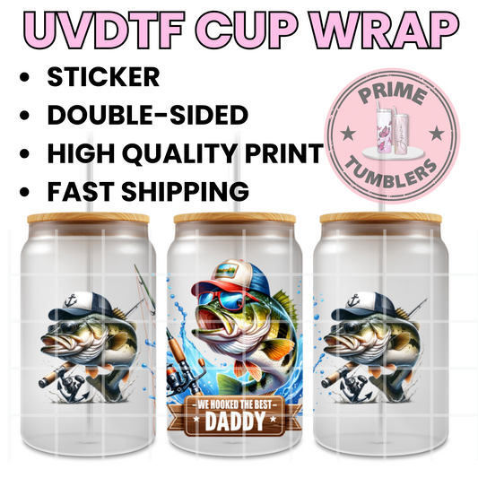 We hooked the Best Daddy FISH 16oz UVDTF cup wrap, ready to apply STICKERS