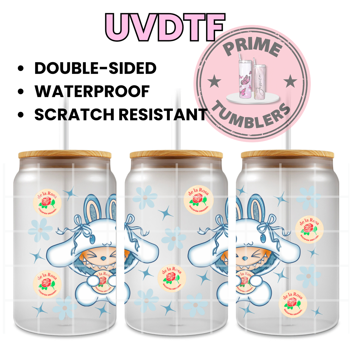 LABUBU Sanrio Cinnamoroll mazapan 16oz UVDTF cup wrap, ready to apply STICKERS Kawaii Labubus The Monsters