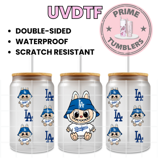LA Dodger Los Angeles baseball LABUBU 16oz UVDTF cup wrap, ready to apply STICKERS