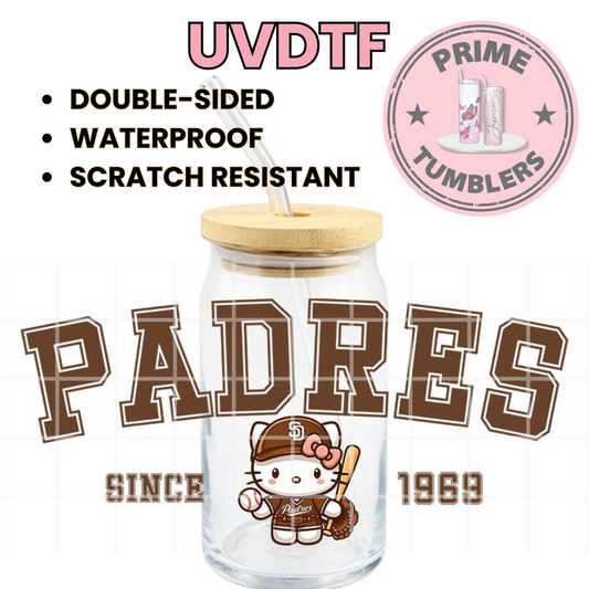 Hello Kitty PADRES 16oz UVDTF cup wrap, ready to apply STICKERS Since 1969 BASEBALL