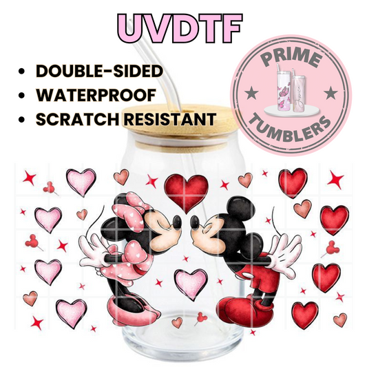 DISNEY Mickey and Minnie Mouse Couple 16oz UVDTF cup wrap, ready to apply STICKERS