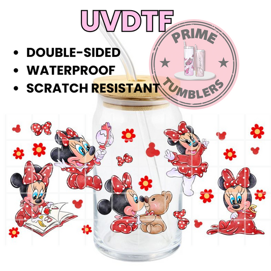 DISNEY Baby Minnie Mouse RED 16oz UVDTF cup wrap, ready to apply STICKERS