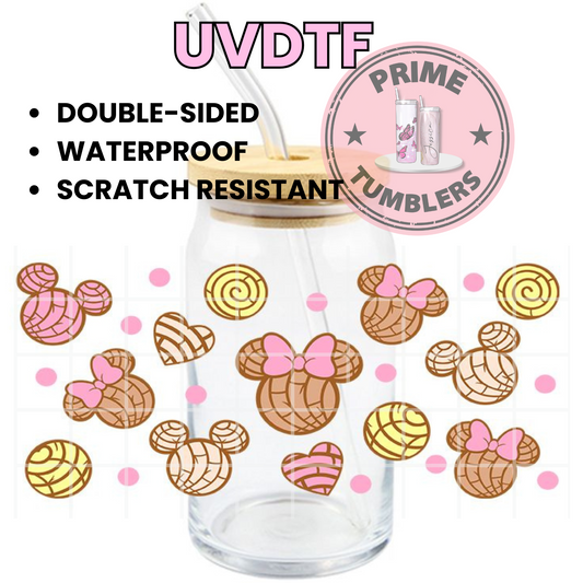 DISNEY Mickey and Minnie Mouse conchas 16oz UVDTF cup wrap, ready to apply STICKERS