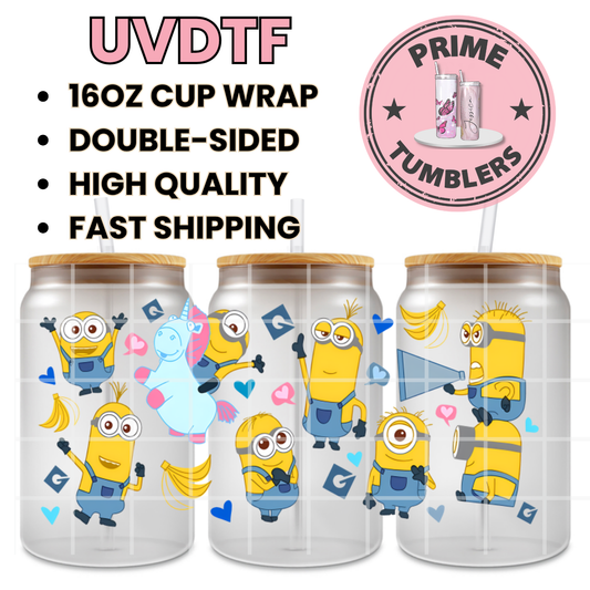 Despicable Me and Minions 16oz UVDTF cup wrap, ready to apply STICKERS The Rise of Gru