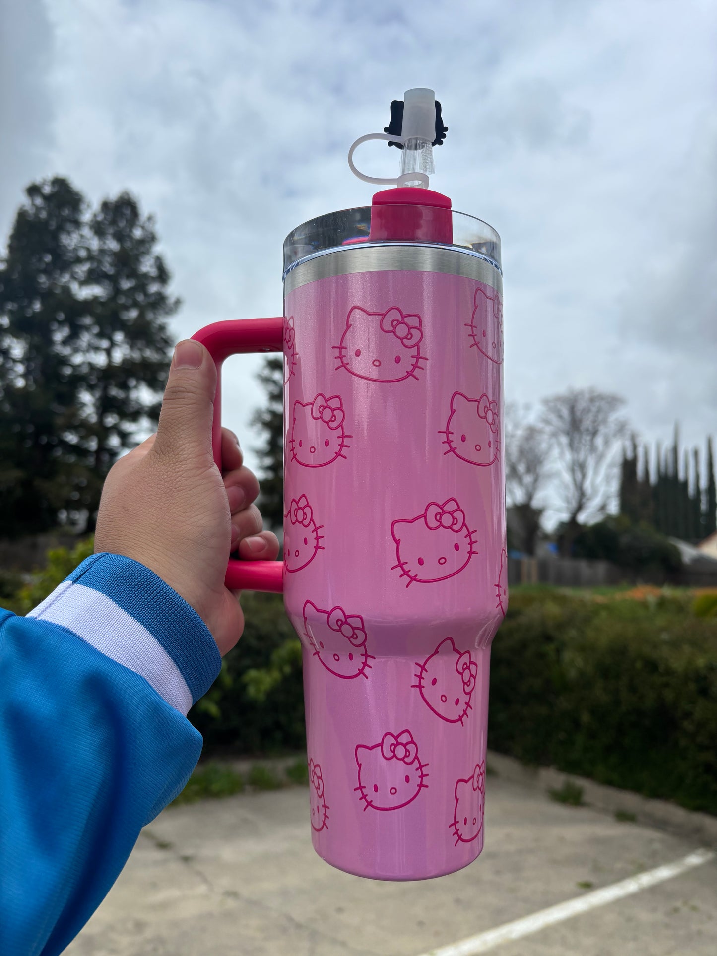 HELLO KITTY hot pink Shimmer glossy 40oz Tumbler STANLEY cup HK