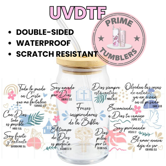 Todo lo PUEDO EN CRISTO filipenses 4:13 AFFIRMATIONS 16oz UVDTF cup wrap, ready to apply STICKERS decal Christian