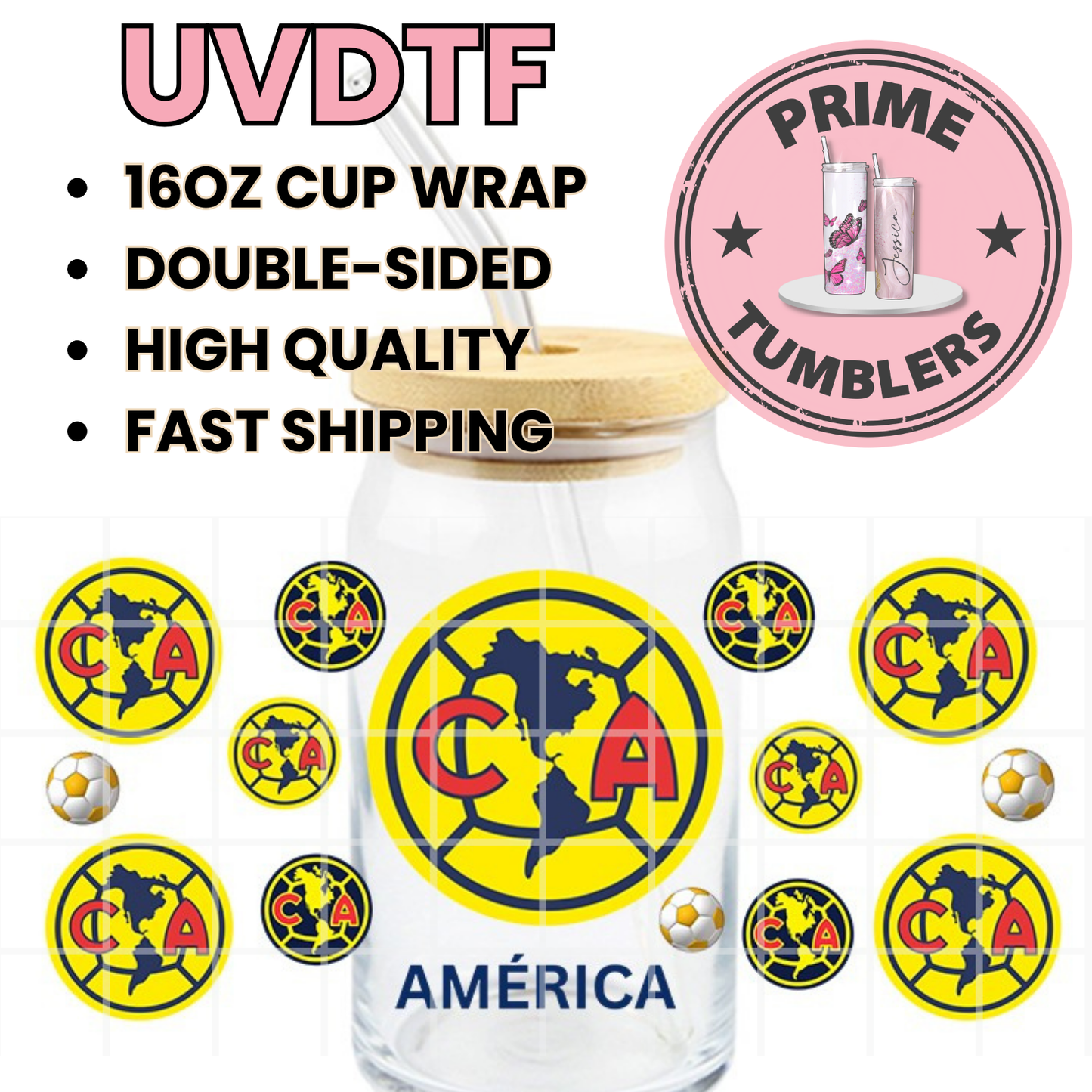 AMERICA soccer Mexico sport 16oz UVDTF cup wrap, ready to apply STICKERS