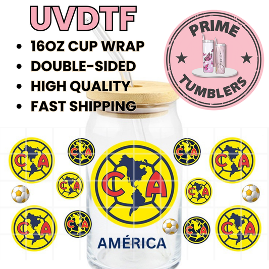 AMERICA soccer Mexico sport 16oz UVDTF cup wrap, ready to apply STICKERS