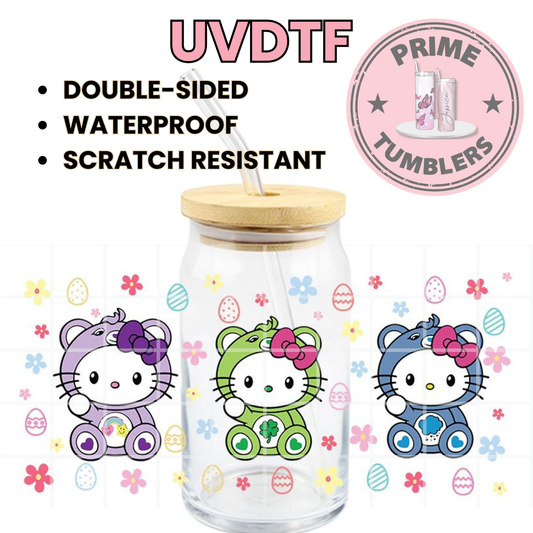Hello Kitty Care Bears 16oz UVDTF cup wrap, ready to apply STICKERS Sanrio HK Kawaii Easter