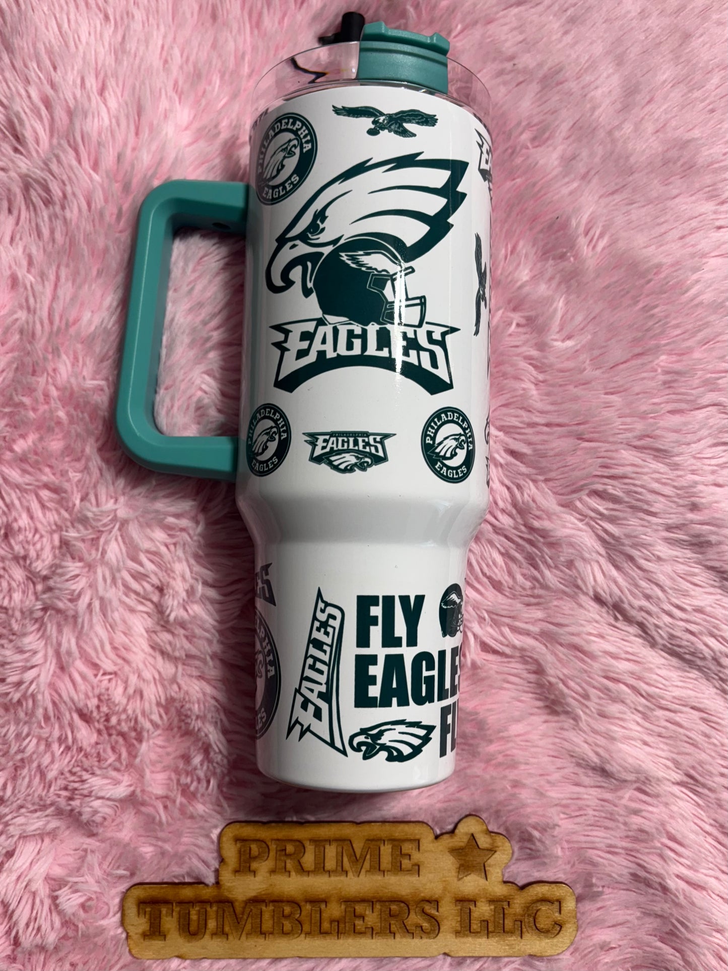 Philadelphia EAGLES Football 40oz Stainless Steel Tumbler | Stanley Dupe Teal Blue NFL