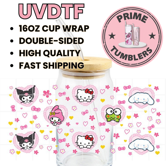 SANRIO Characters 16oz UVDTF cup wrap, ready to apply STICKERS