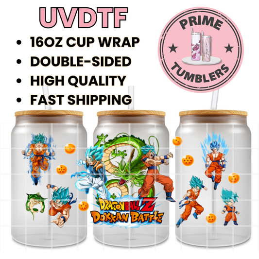 Dragon Ball Z Dokkan Battle Ready-to-press UVDTF Transfers, Cup wrap decals, Tumbler prints, 16oz Libbey Glass UV STICKERS