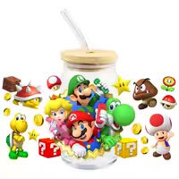 Super Mario, Luigi, Princess Peach, Yoshi, Toad, Goomba, Spiny, and Koopa Troopa video game 16oz UVDTF cup wrap, ready to apply STICKER Decal Mushrooms, Super Stars, Question Mark and Blocks
