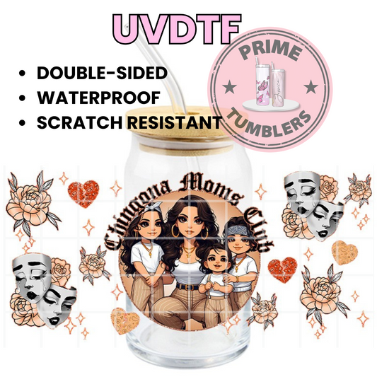 Brown MAMA 3 children 16oz UVDTF cup wrap, ready to apply STICKERS chingona Moms Club