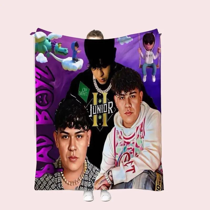 Junior H sad Boys purple soft Blanket Urban Style Cobija Estilo Urbano – Juvenile Design with Artistic Elements on Purple Background Lightweight Soft Material 50inx60in Machine Washable Room Decoration