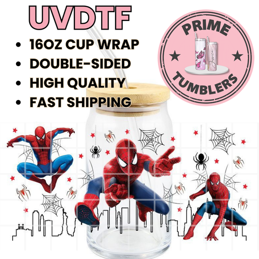 Spiderman 3 city 16oz UVDTF cup wrap, ready to apply STICKERS