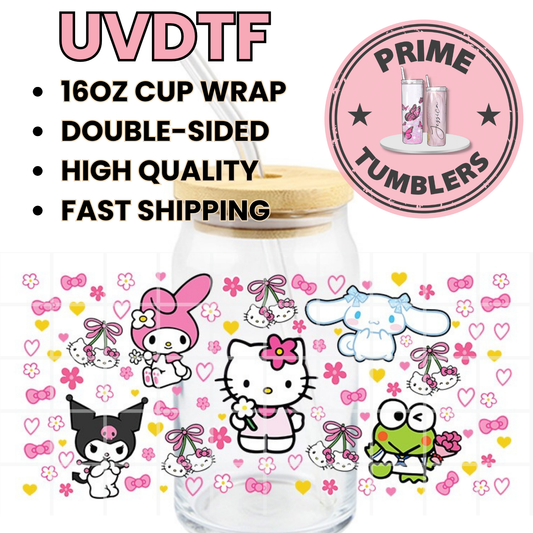 SANRIO Hello Kitty 16oz UVDTF cup wrap, ready to apply STICKERS