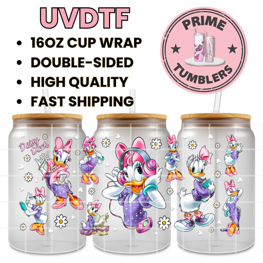 Disney DAISY duck 16oz UVDTF cup wrap, ready to apply STICKERS
