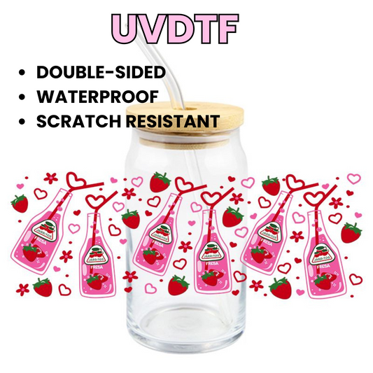 Jarritos México Fresa 16oz UVDTF cup wrap, ready to apply STICKERS