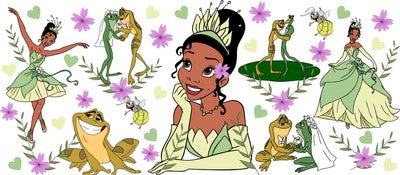 Princess Tiana and Prince Naveen as a green frog 16oz UVDTF cup wrap, ready to apply STICKERS decals
