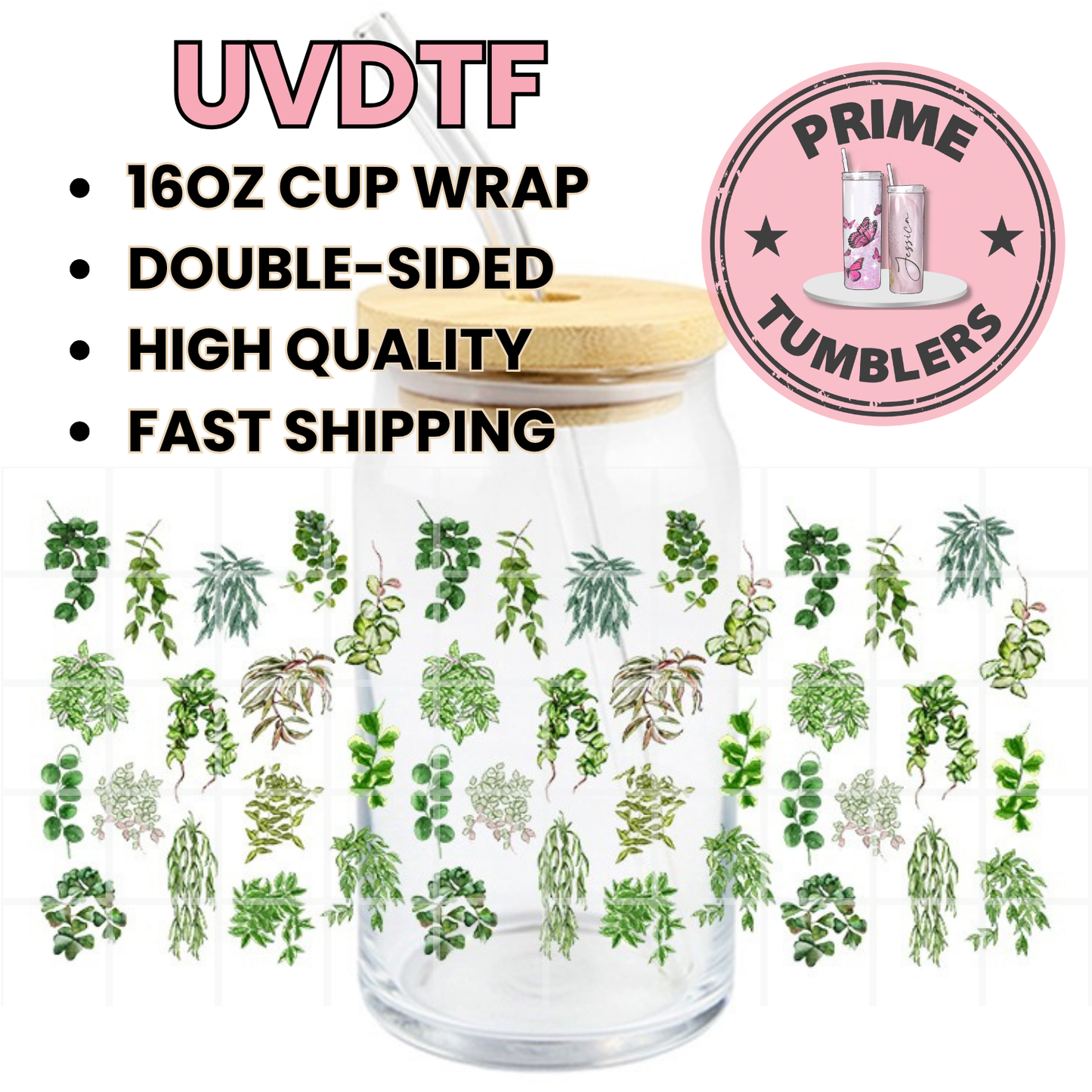 Plants many PLANTS 16oz UVDTF cup wrap, ready to apply STICKERS on