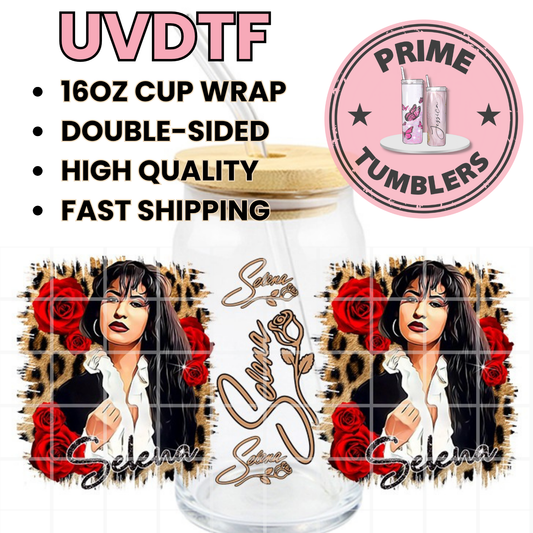 Selena QUINTANILLA flor 16oz UVDTF cup wrap, ready to apply STICKERS