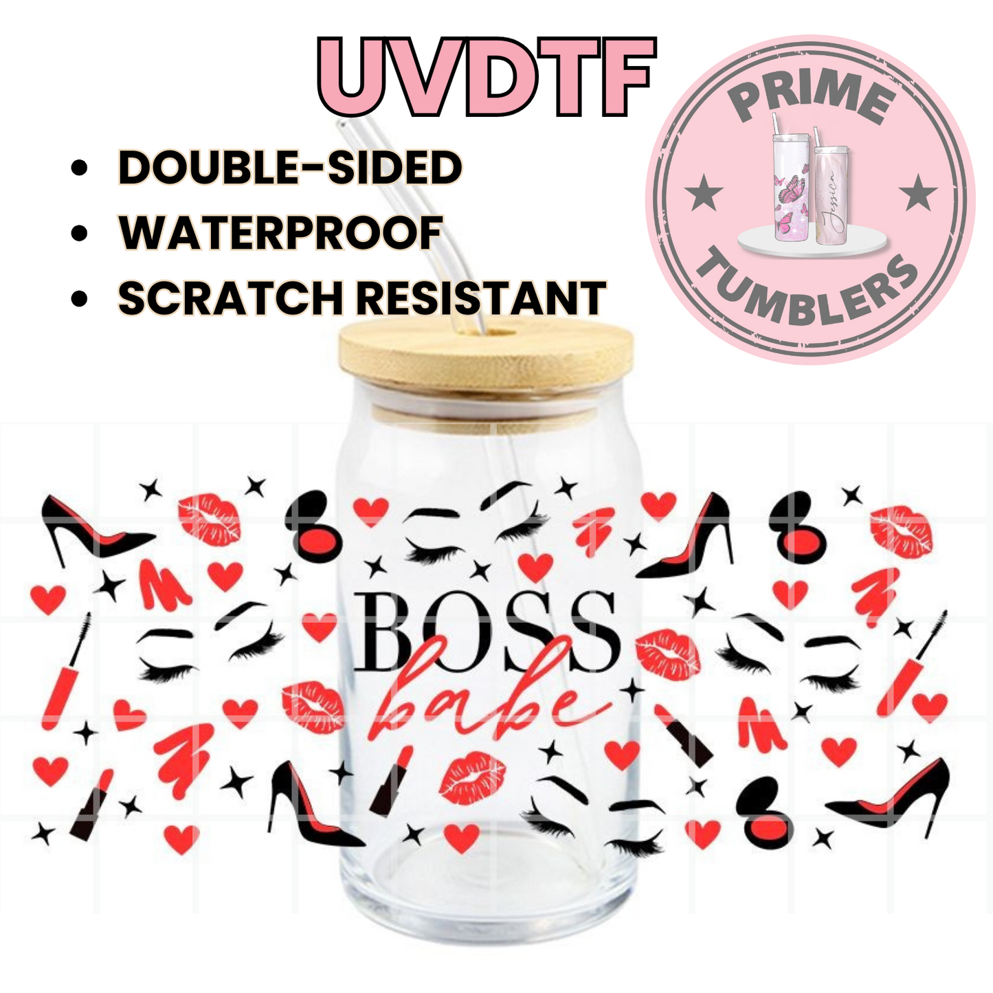 BOSS BABE 16oz UVDTF cup wrap, ready to apply STICKERS decal