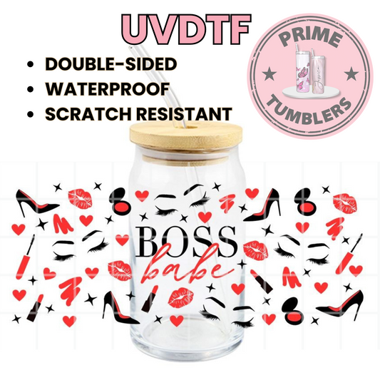 BOSS BABE 16oz UVDTF cup wrap, ready to apply STICKERS decal