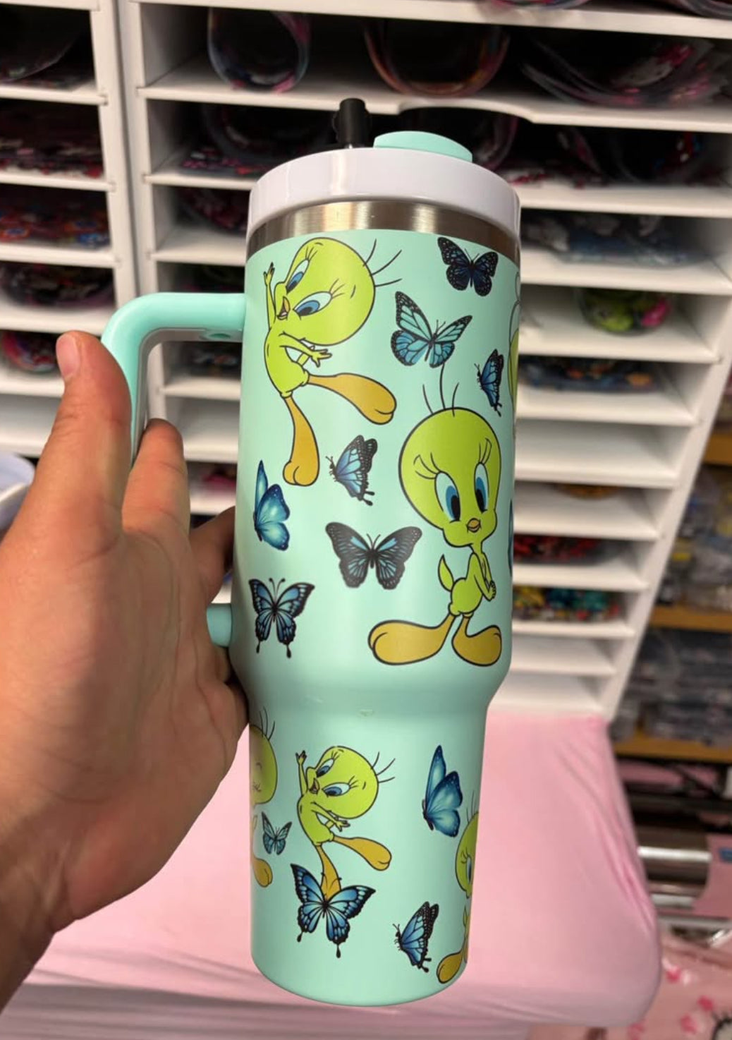 Tweety Bird teal 40oz Tumbler Cup