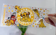 Disney's The Lion King Simba and Timba 16oz UVDTF cup wrap, ready to apply STICKERS Starbucks logo Coffee