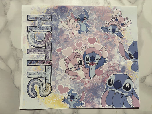 Stitch and Angel sublimation 20oz Print pink and blue