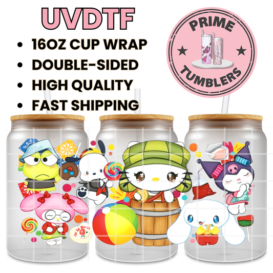 SANRIO El CHAVO DEL 8 Tv show 16oz UVDTF cup wrap, ready to apply STICKERS