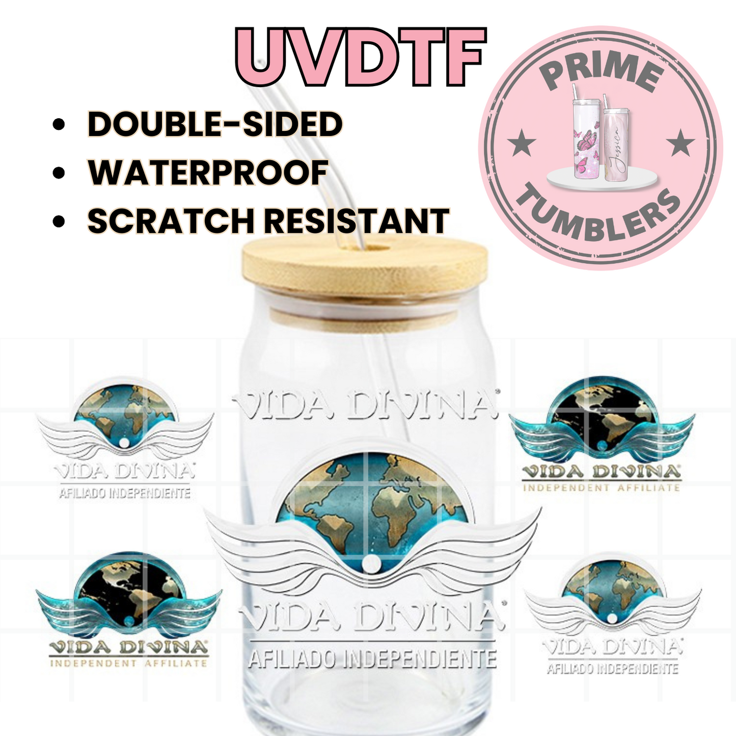 Vida Divina 16oz UVDTF cup wrap, ready to apply STICKERS