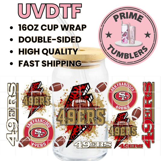 Thunder Football 49ers Niners SF San Francisco 16oz UVDTF cup wrap, ready to apply STICKERS