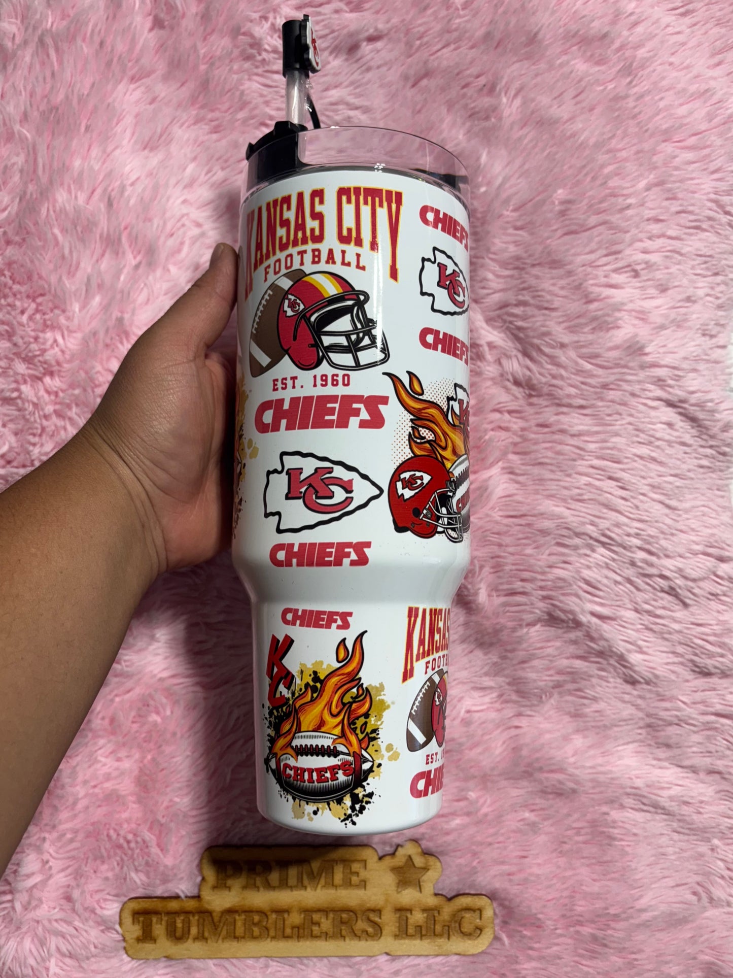 Kansas City Chiefs Football team 40oz Stainless Steel Tumbler | Stanley Dupe blue NFL