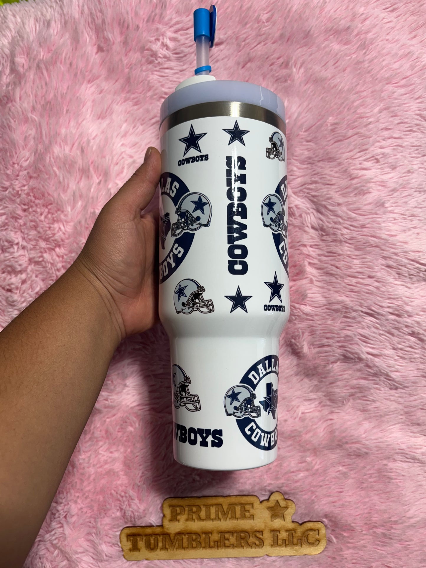 Dallas Cowboys Football team 40oz Stainless Steel Tumbler | Stanley Dupe blue NFL