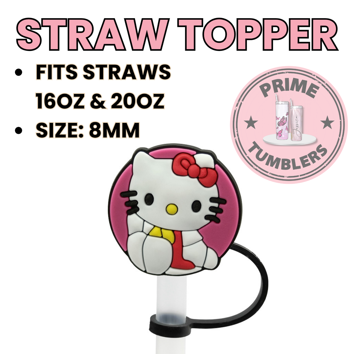 Hello Kitty circle Regular size 8MM Straw Topper