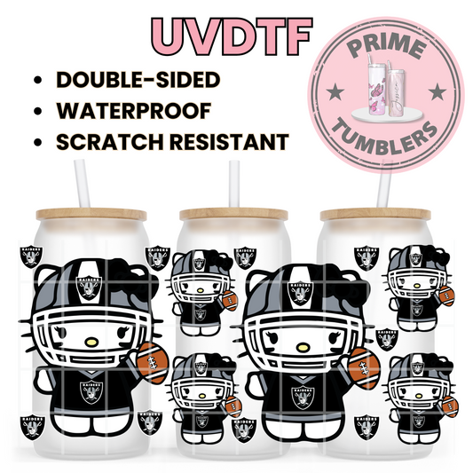 Hello Kitty RAIDERS Mexico 16oz UVDTF cup wrap, ready to apply STICKERS Football