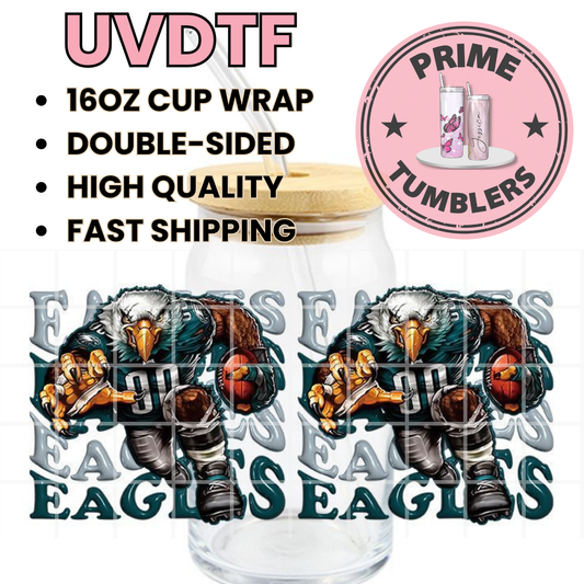 FOOTBALL Philadelphia Eagles 16oz UVDTF cup wrap, ready to apply STICKERS