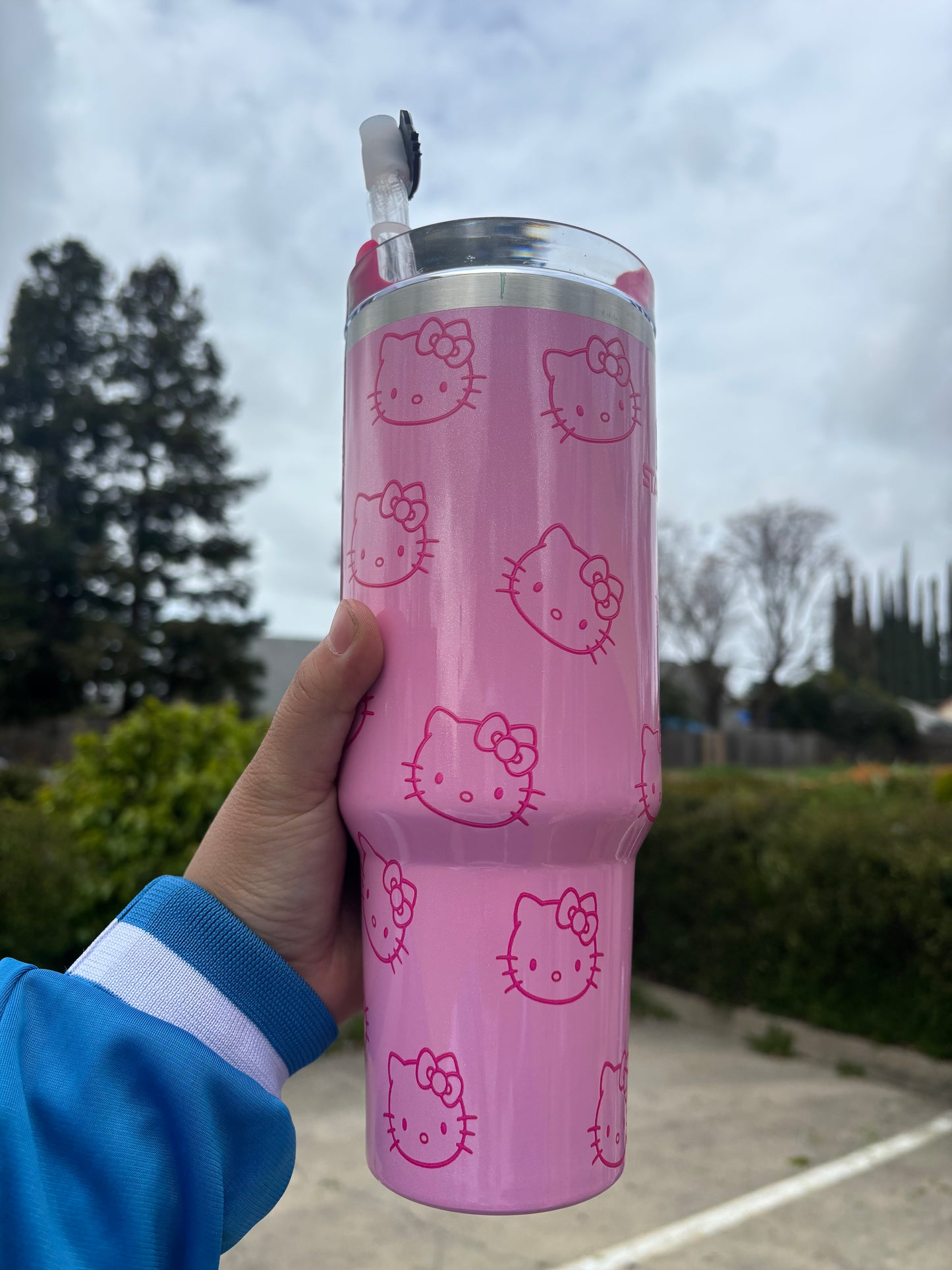 HELLO KITTY hot pink Shimmer glossy 40oz Tumbler STANLEY cup HK