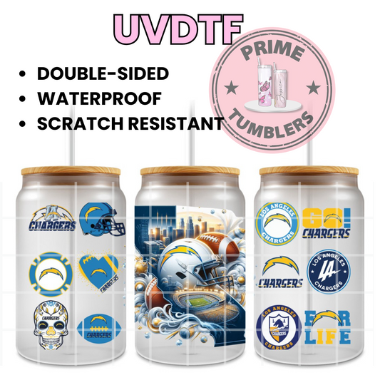 LOS ANGELES Chargers 16oz UVDTF cup wrap, ready to apply STICKERS Football sport