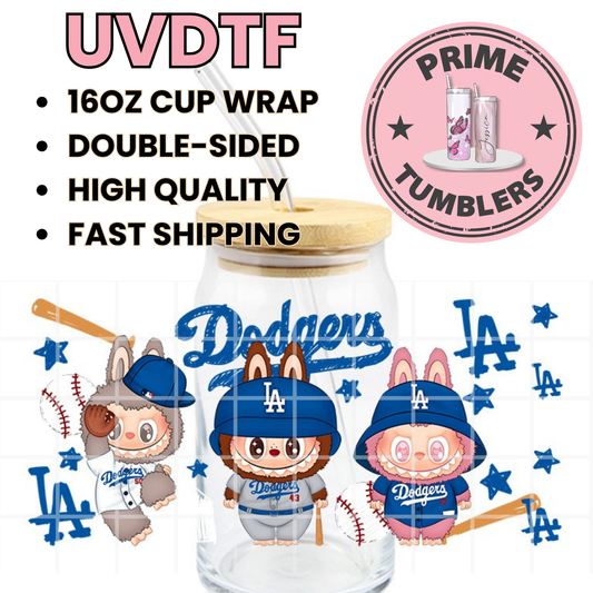 LA Dodger Los Angeles LABUBU 16oz UVDTF cup wrap, ready to apply STICKERS