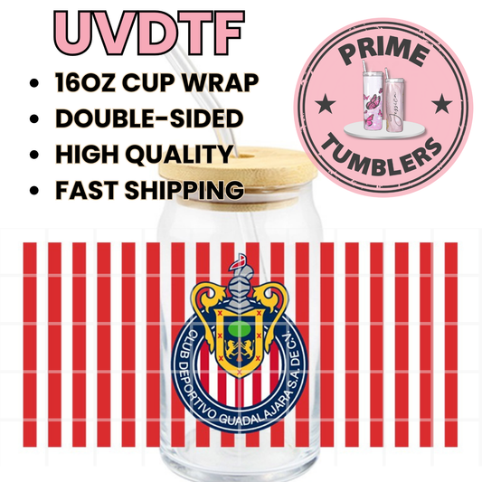 Chivas Guadalajara Mexico Sport soccer team 16oz UVDTF cup wrap, ready to apply STICKERS