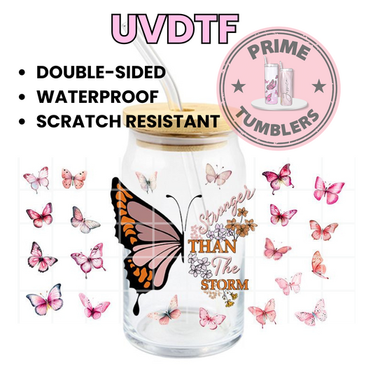 STRONGER than the Storm Butterflies 16oz UVDTF cup wrap, ready to apply STICKERS butterfly