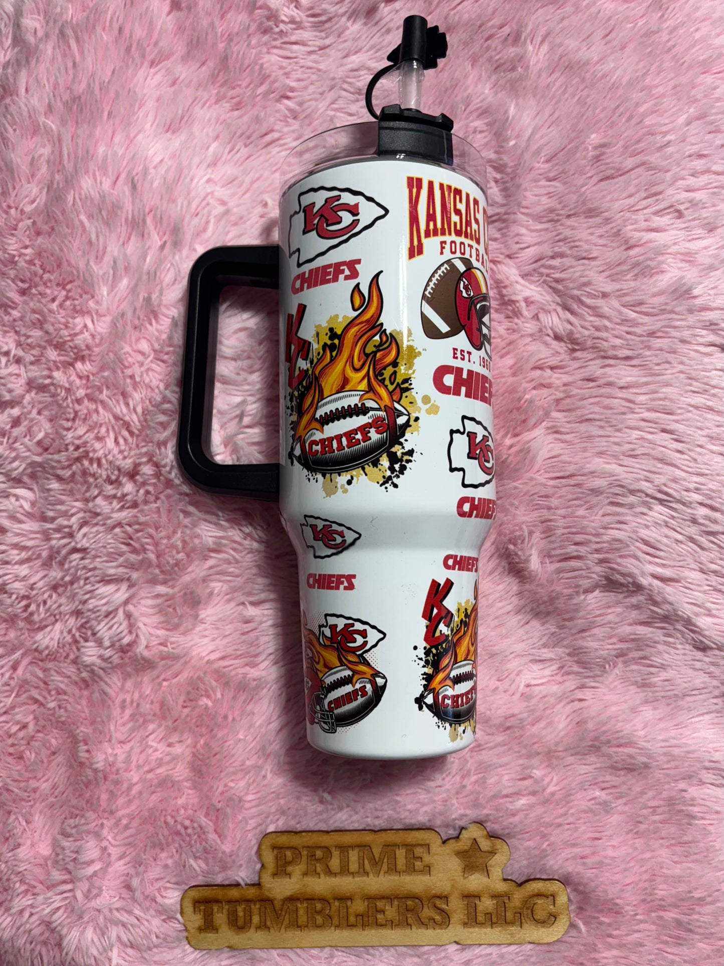 Kansas City Chiefs Football team 40oz Stainless Steel Tumbler | Stanley Dupe blue NFL