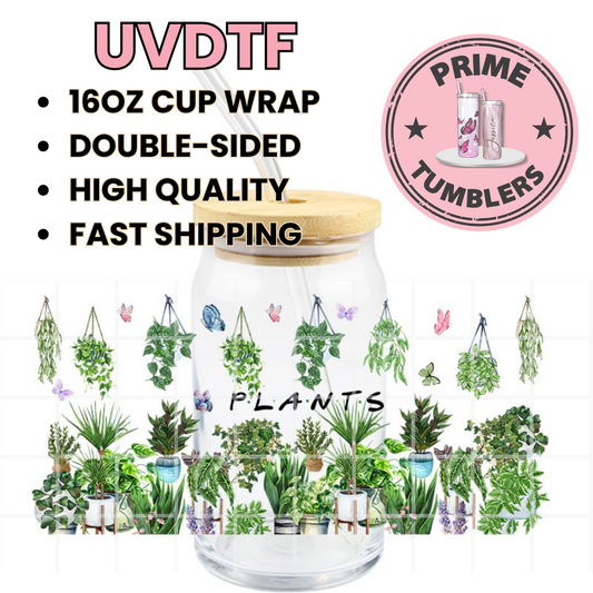 Plants friends PLANTS 16oz UVDTF cup wrap, ready to apply STICKERS on